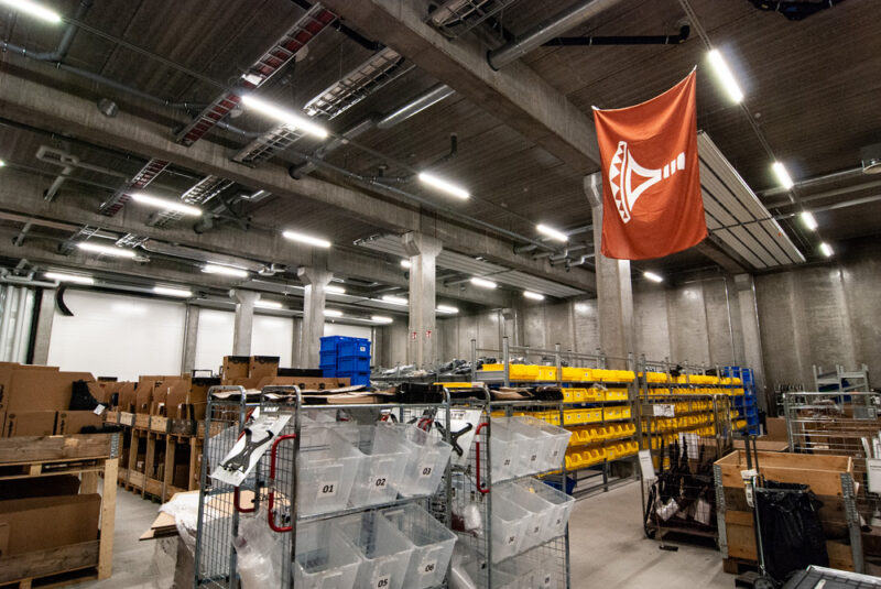 Varusteleka store in Helsinki's Konala district lit with Airam Airaline Eco luminaires