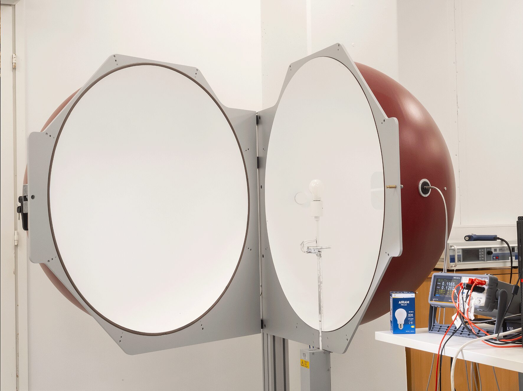 Airam tests new products at the testing laboratory at its Kerava facilities - lamp test in an integrated sphere.